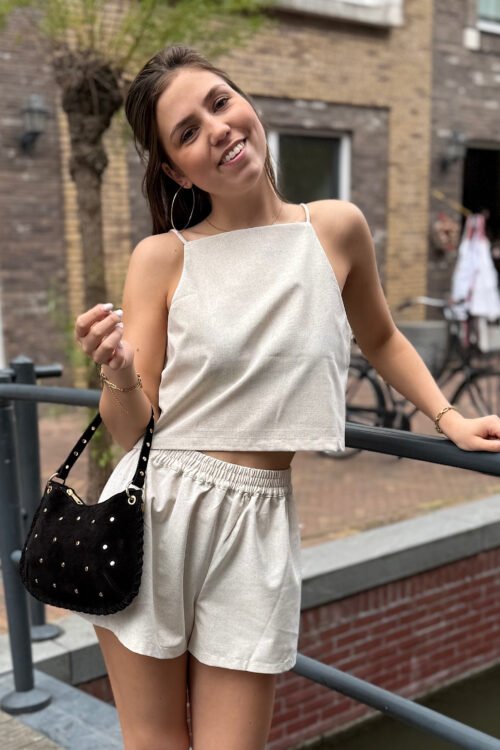 Beige linnen Nox top