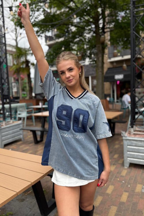 Blauwe denim jersey