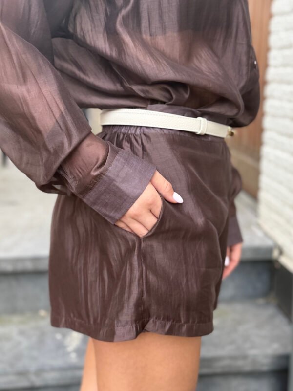 Bruin satijnen short Xiva
