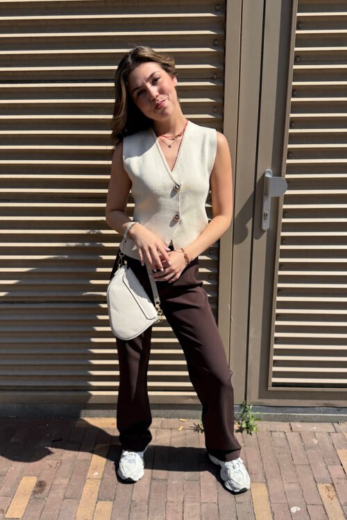 Bruine highwaist pantalon Pien