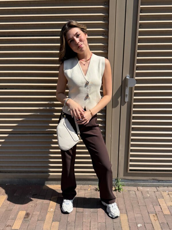 Bruine highwaist pantalon Pien