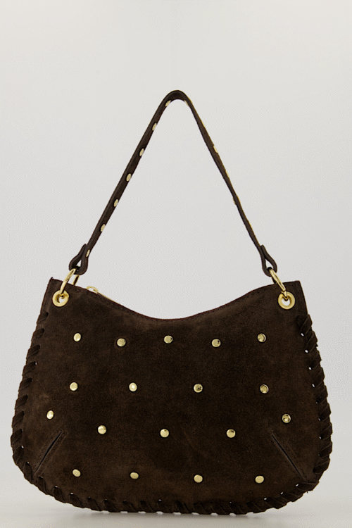 Bruine suede Casey tas met studs