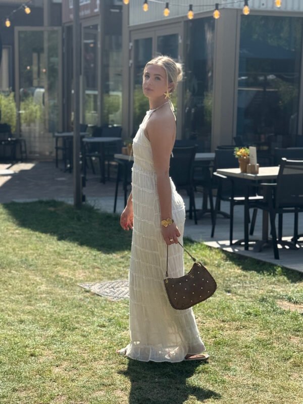 Ecru maxi jurk met open rug