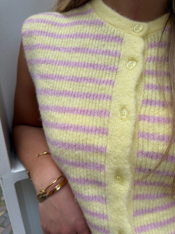 Geel/ roze gestreept knit gilet