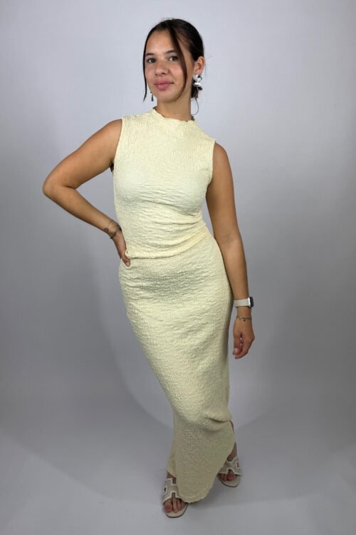 Gele wafel maxi rok Yade