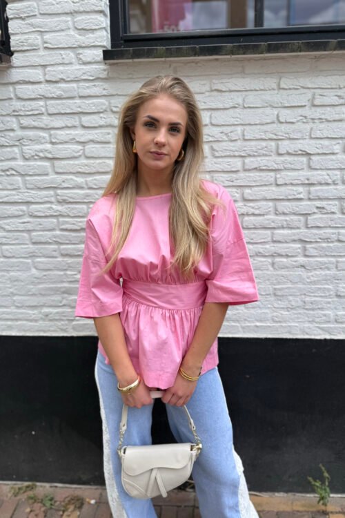 Roze blouse met strik op de rug