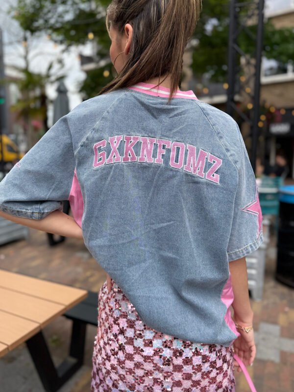 Roze denim jersey