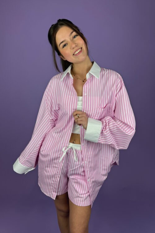 Roze pinstripe blouse Danniek