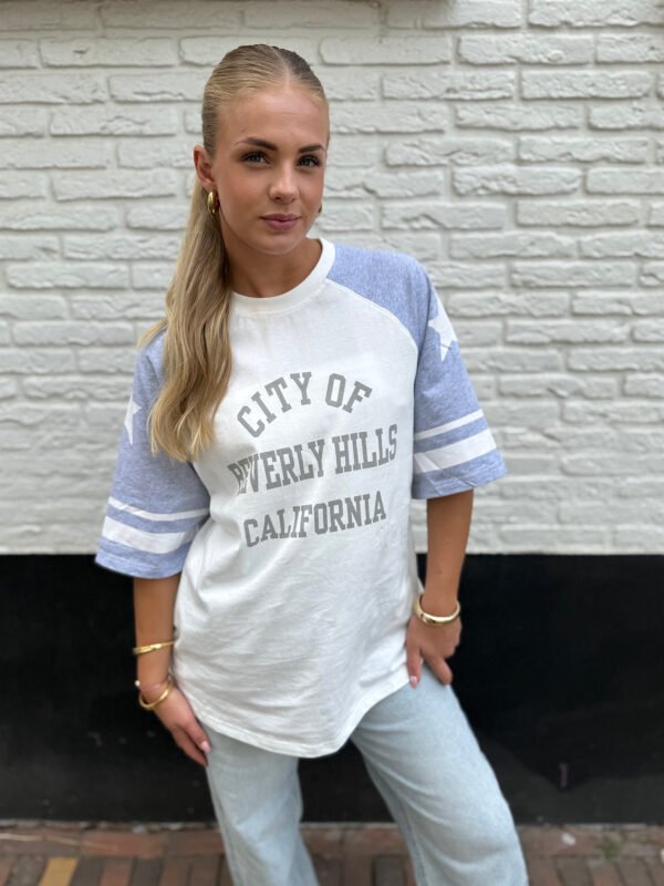 Wit/ grijs t-shirt Beverly Hills