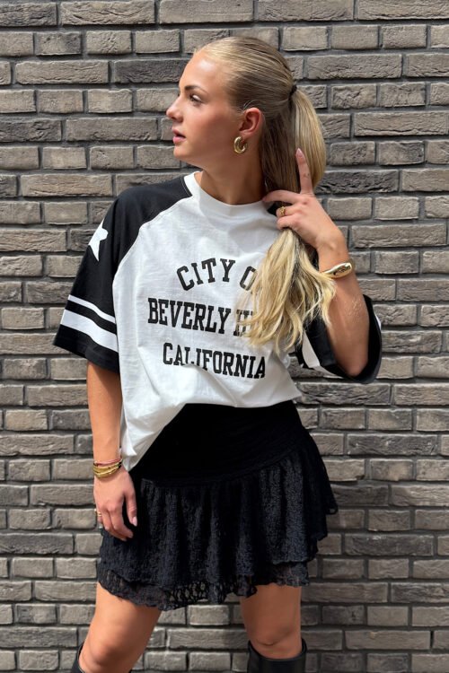 Wit/ zwart t-shirt Beverly Hills
