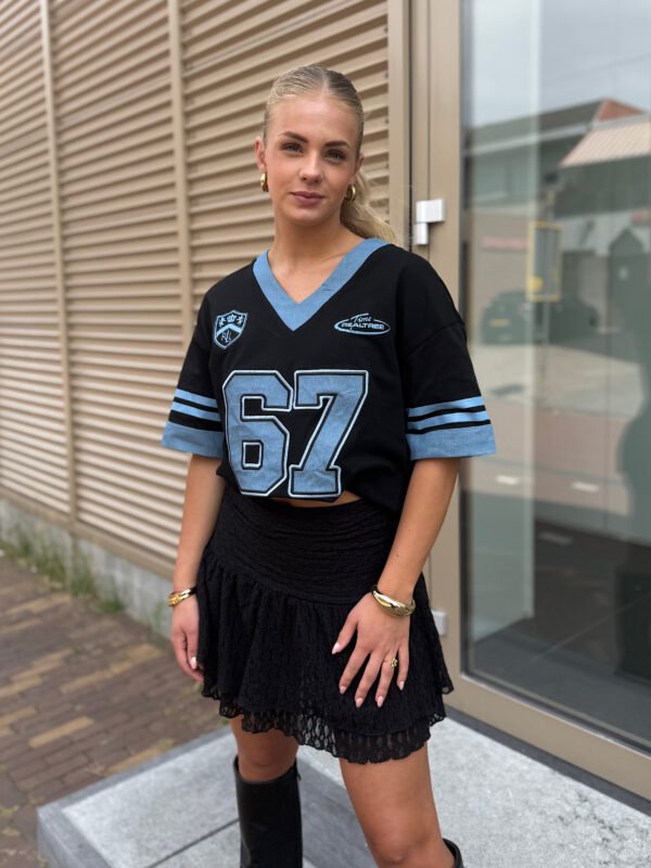Zwarte jersey denim details