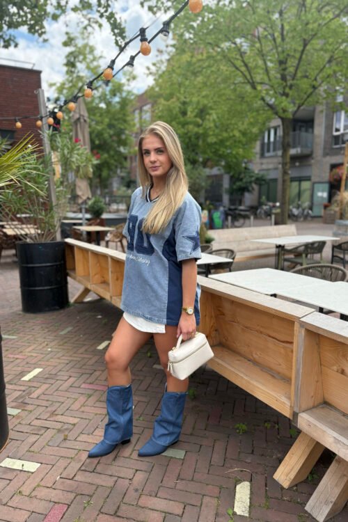 Blauwe denim jersey