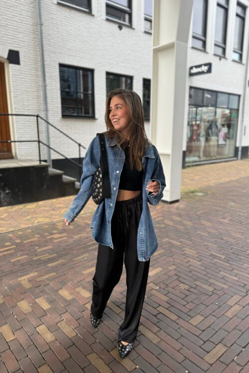 Blauwe denim oversized blouse 7312-1