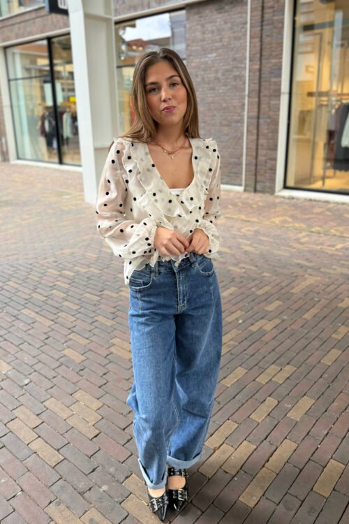 Donkerblauwe balloon fit jeans 373-1