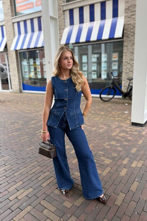 Donkerblauwe wide leg jeans 3203