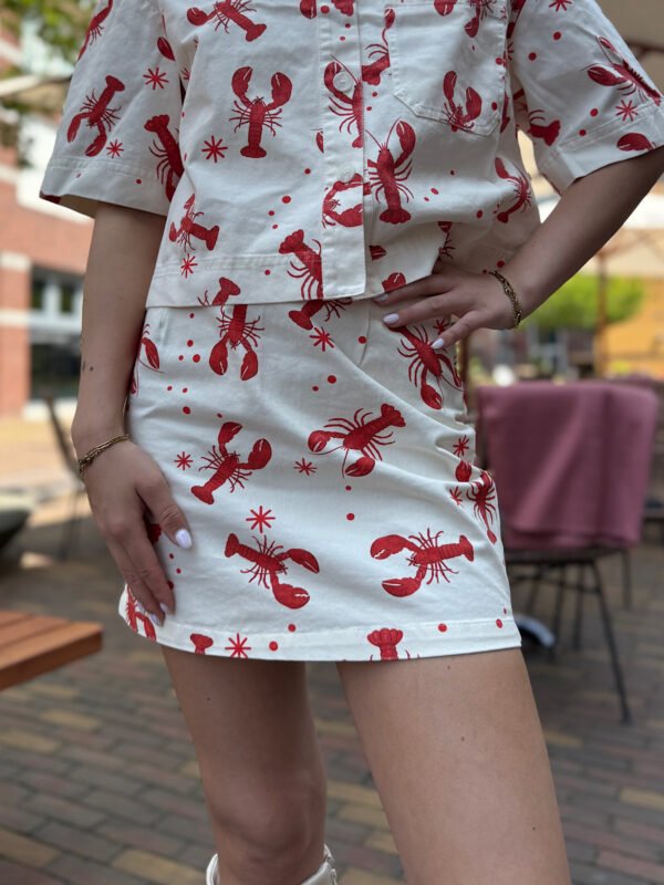 Ecru denim lobster print rokje