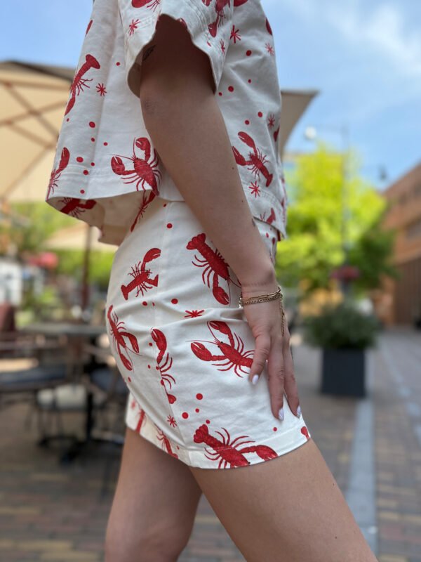 Ecru denim lobster print rokje