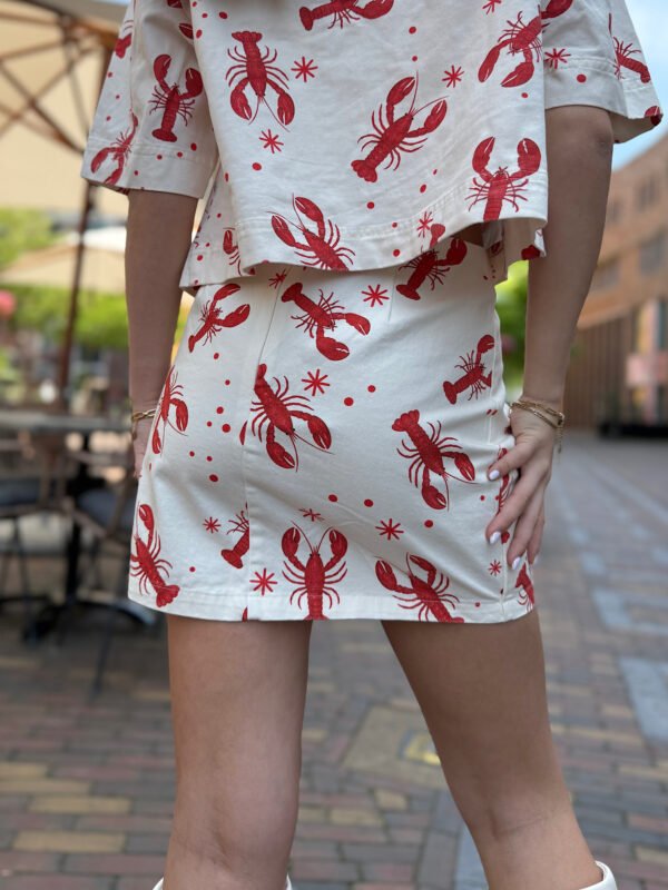 Ecru denim lobster print rokje