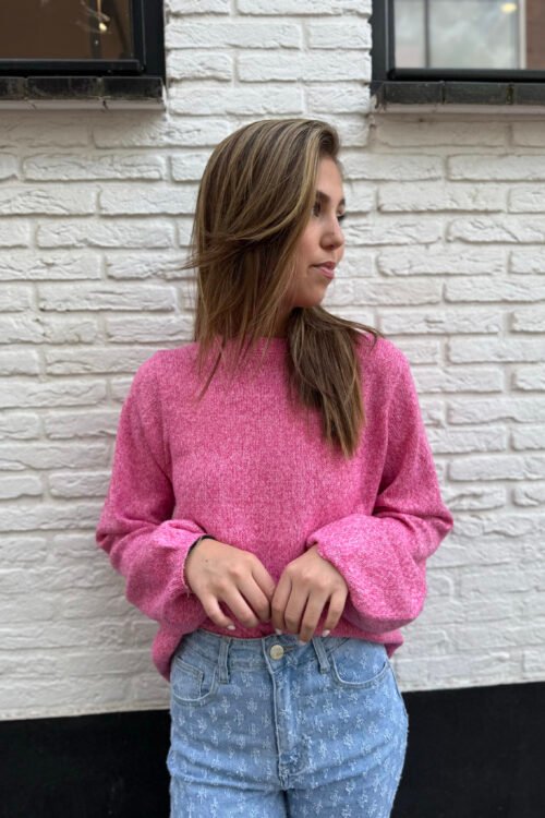 Roze trui met open rug Kéana
