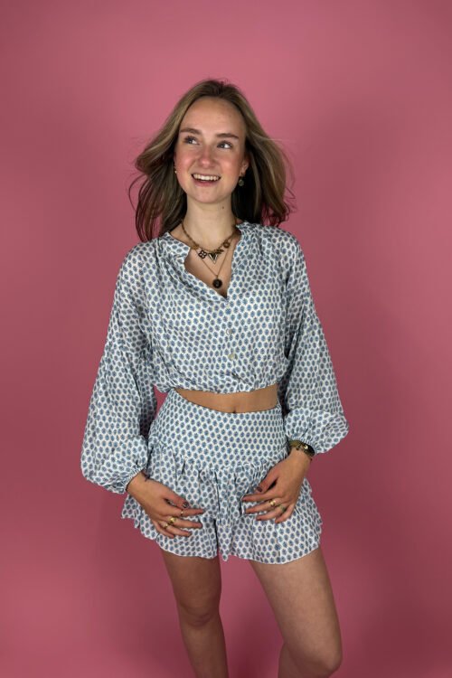 Wit Paloma skort met blauwe print