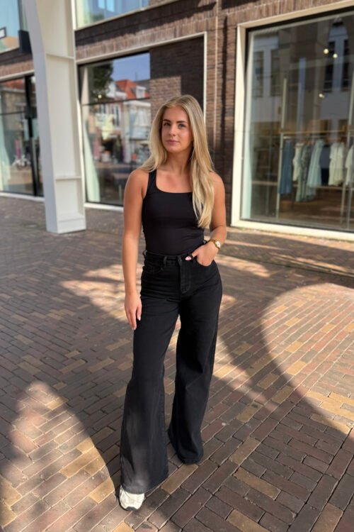 Zwarte wide leg jeans 9031-2