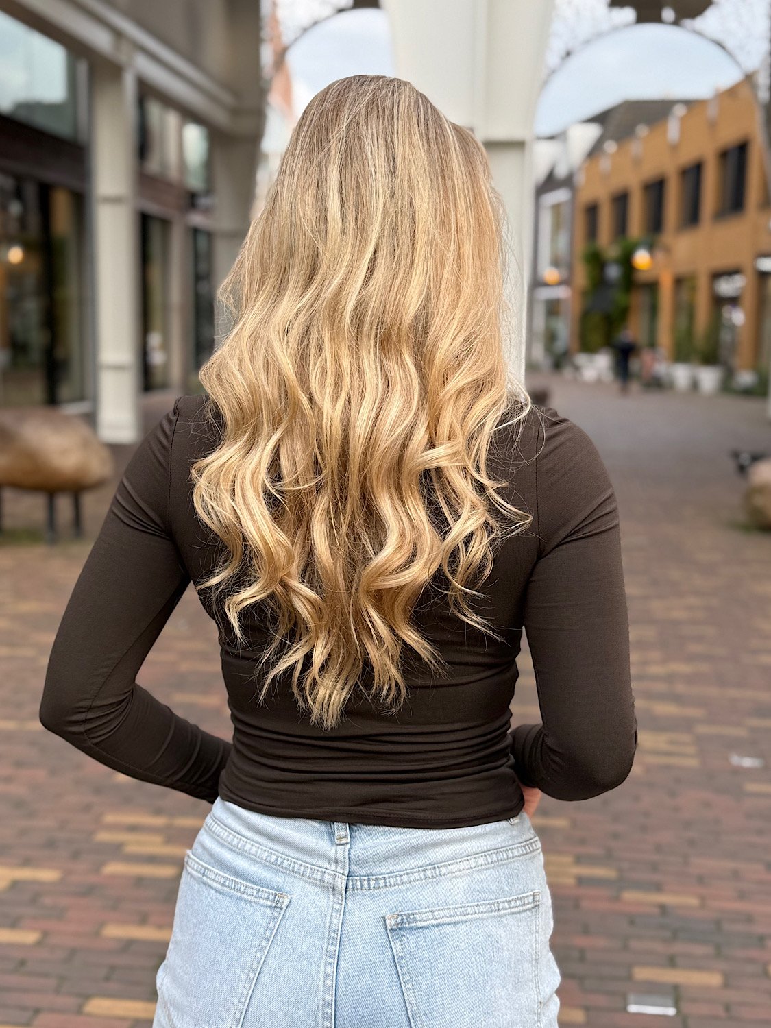 Basic top lange mouw Zia - bruin