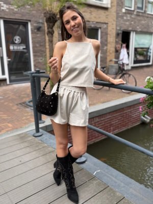 Beige linnen short Nox