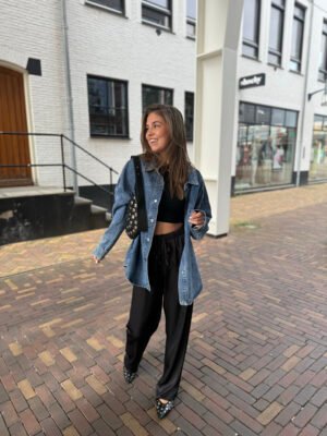 Blauwe denim oversized blouse 7312-1