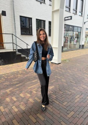 Blauwe denim oversized blouse 7312-1