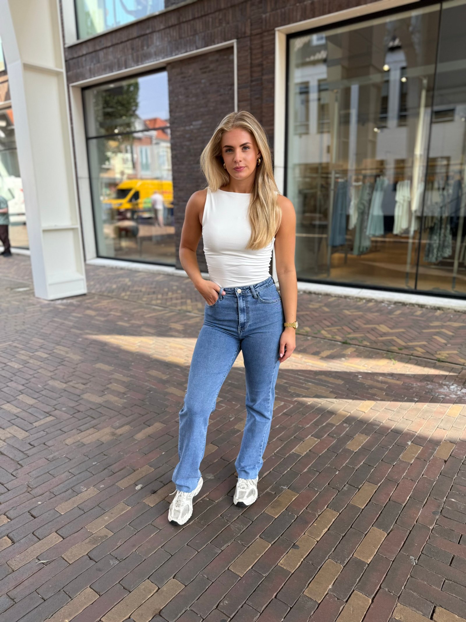 Blauwe straight leg jeans 2712