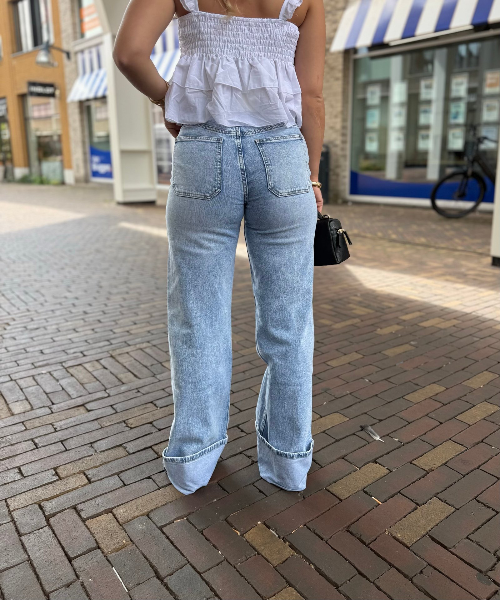 Blauwe wide leg brede omslag 3803