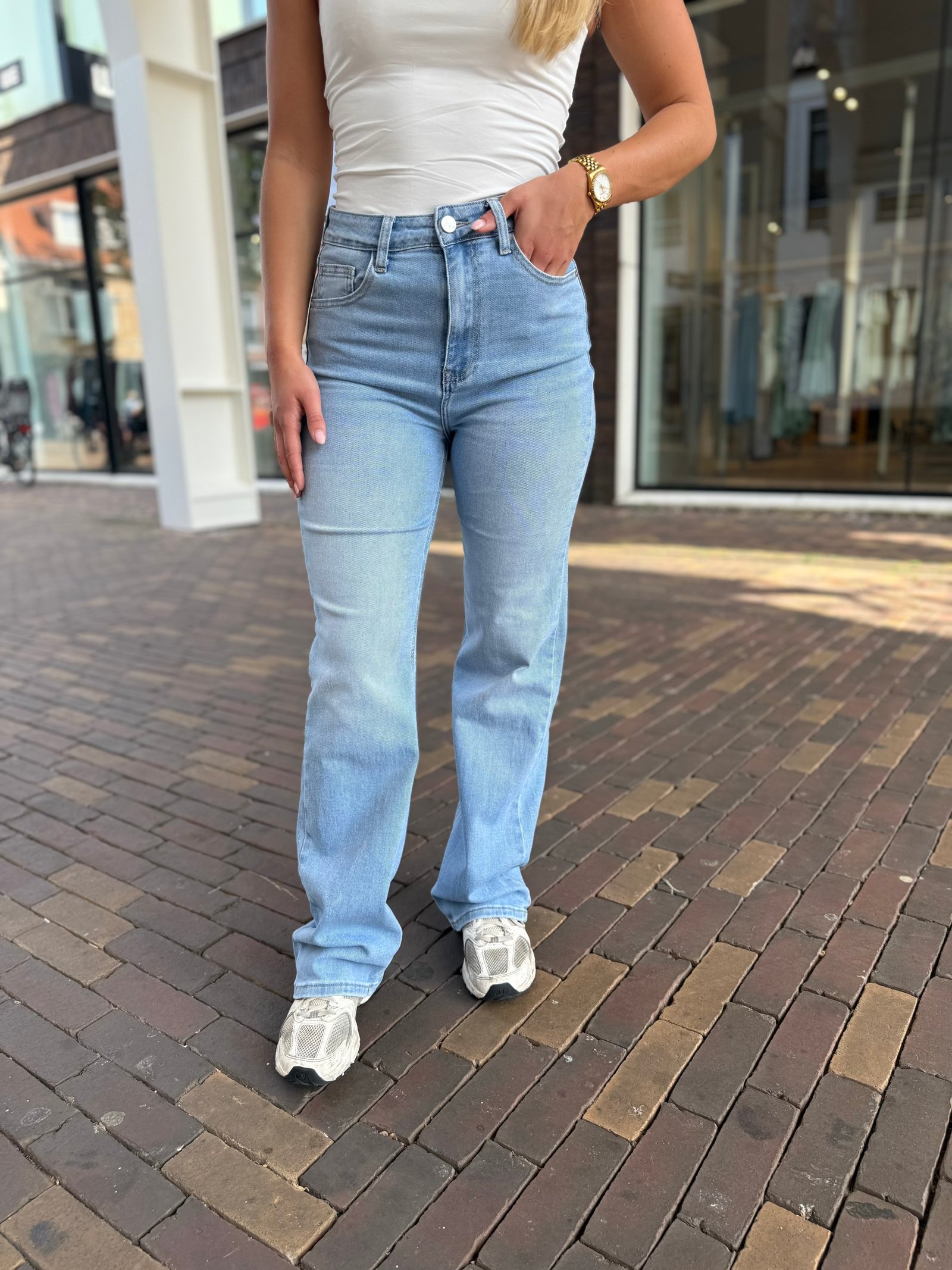 Blauwe wide leg jeans 2965