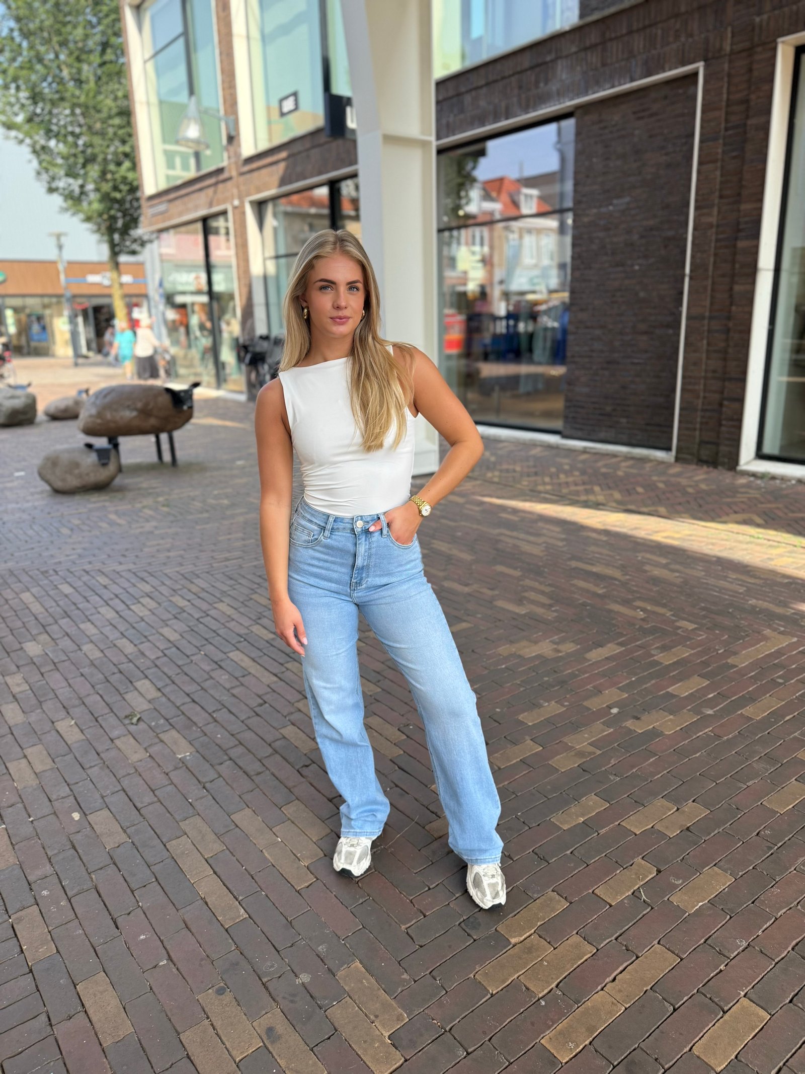 Blauwe wide leg jeans 2965