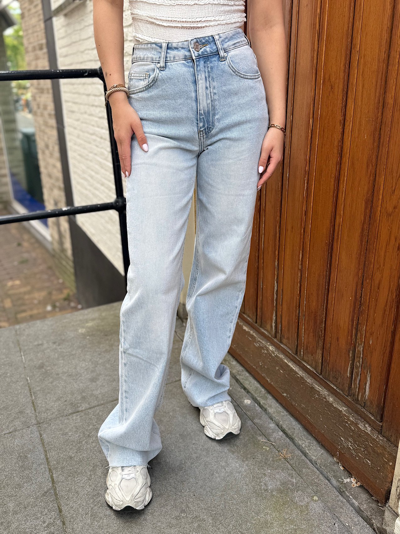 Blauwe wide leg tall jeans W3636-11