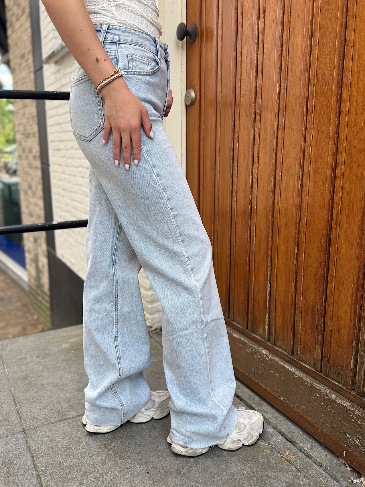 Blauwe wide leg tall jeans W3636-11