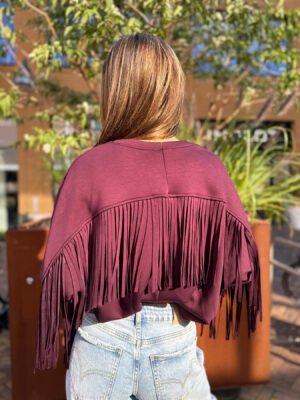 Bordeaux sweater met fringe Bordeaux sweater met fringe