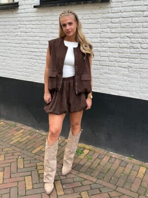 Bruin suéde ballon rokje