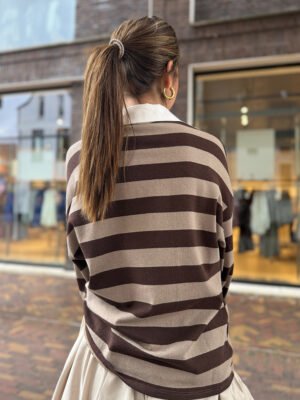 Bruin/ taupe gestreepte polo Jessy
