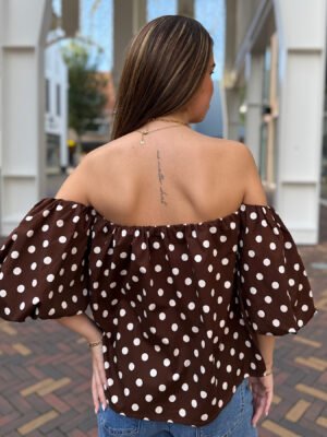 Bruine off shoulder blouse Dotje