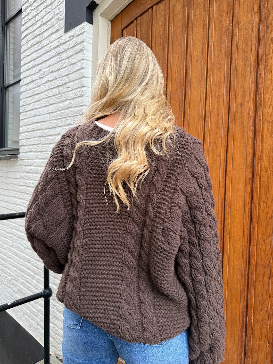 Bruine oversized kabel knit