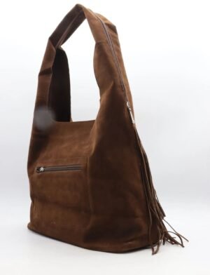 Bruine schoudertas met fringe 7516
