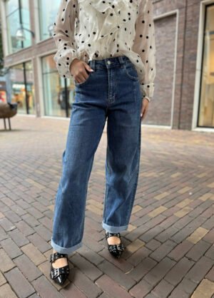 Donkerblauwe balloon fit jeans 373-1