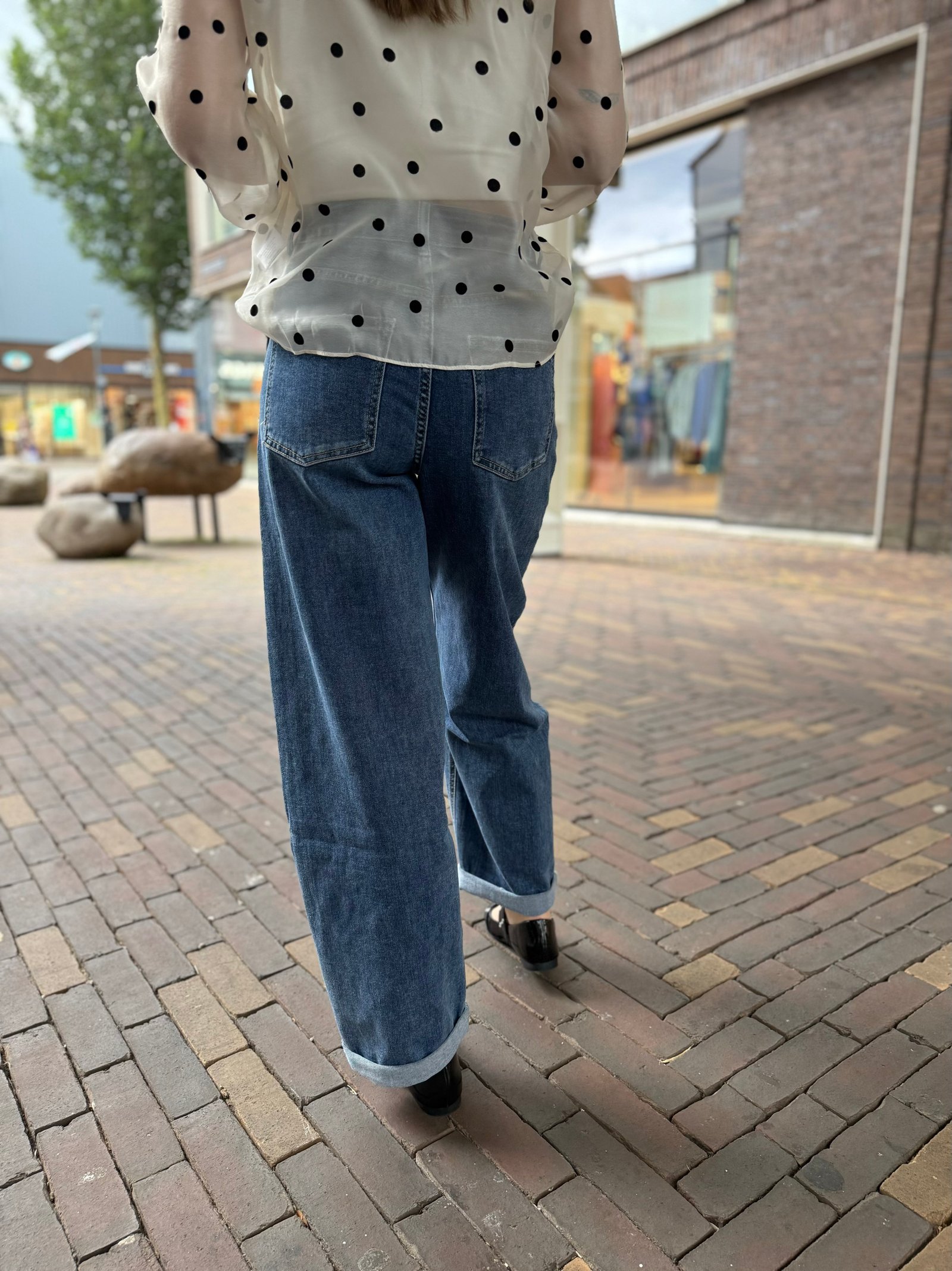 Donkerblauwe balloon fit jeans 373-1