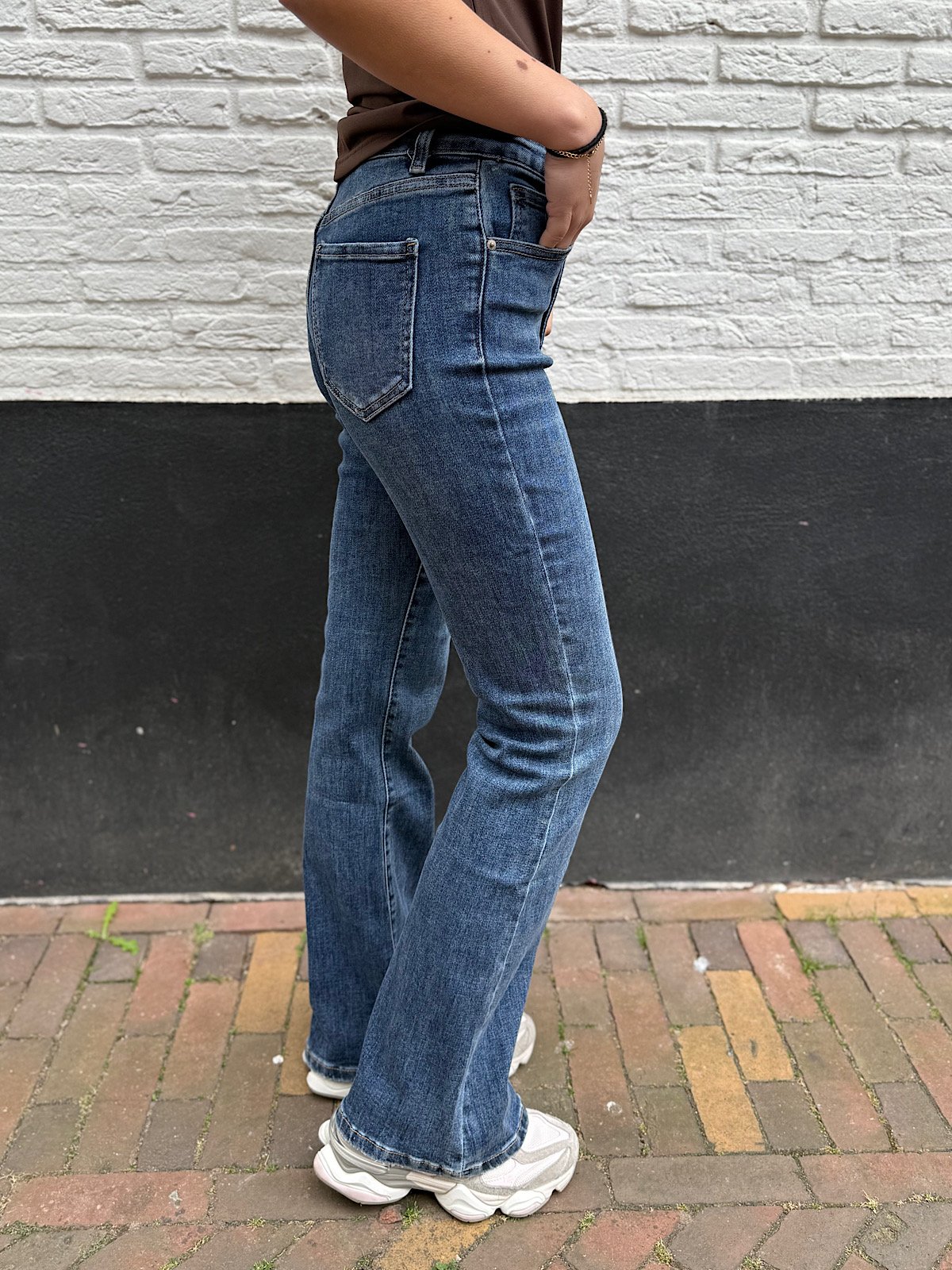 Donkerblauwe skinny flared 141-14