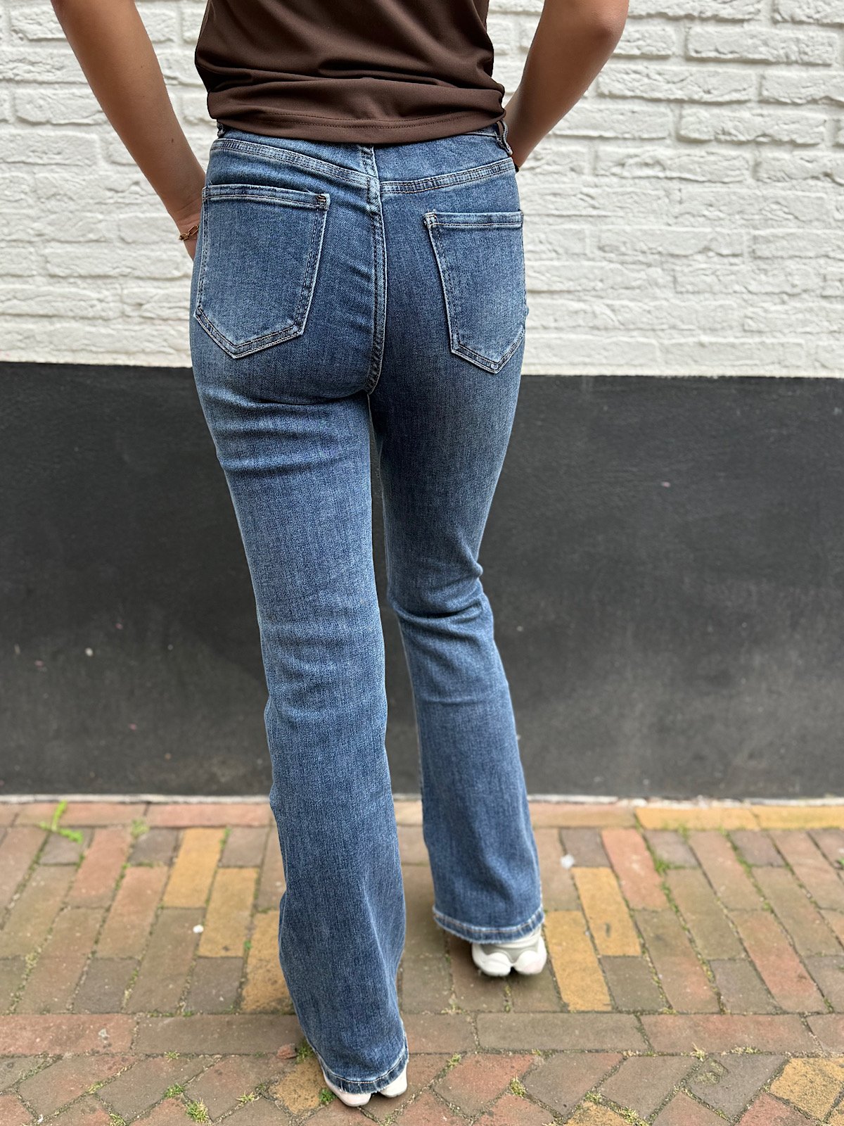 Donkerblauwe skinny flared 141-14