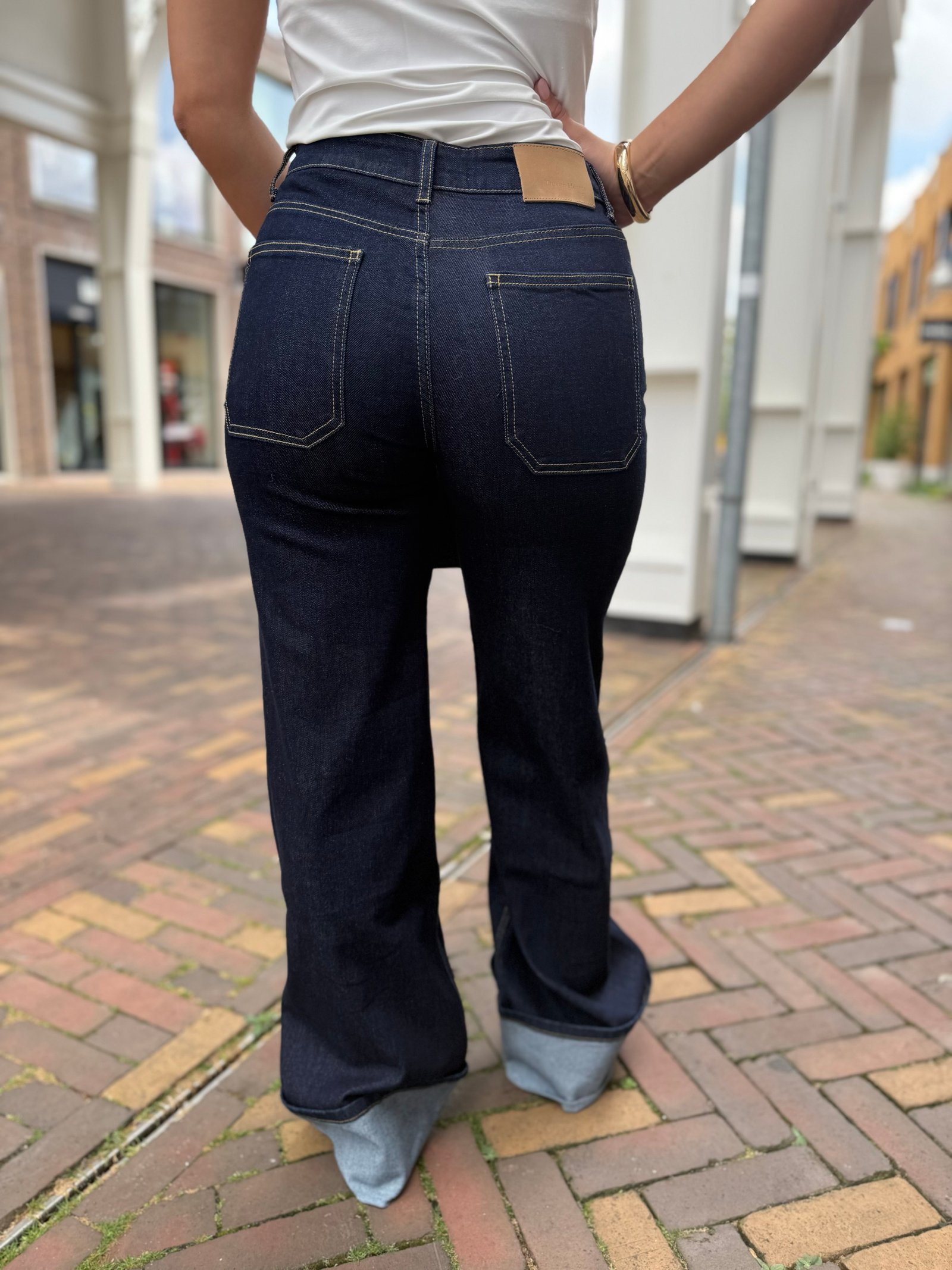 Donkerblauwe wide leg brede omslag 3803