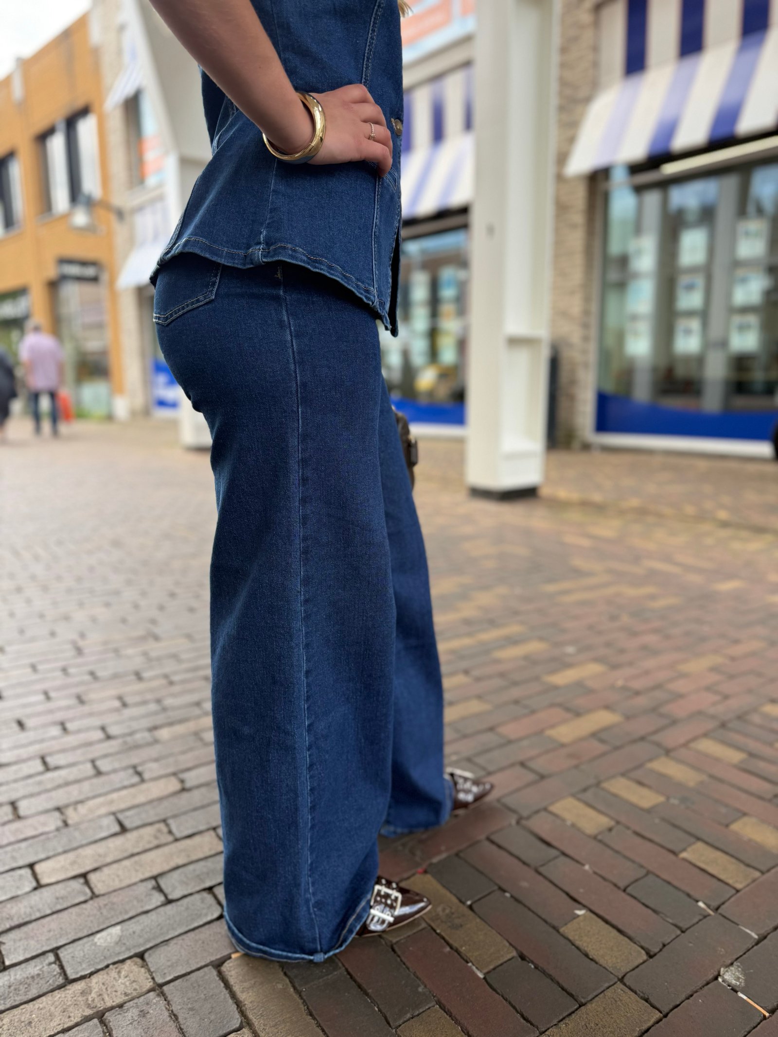 Donkerblauwe wide leg jeans 3203