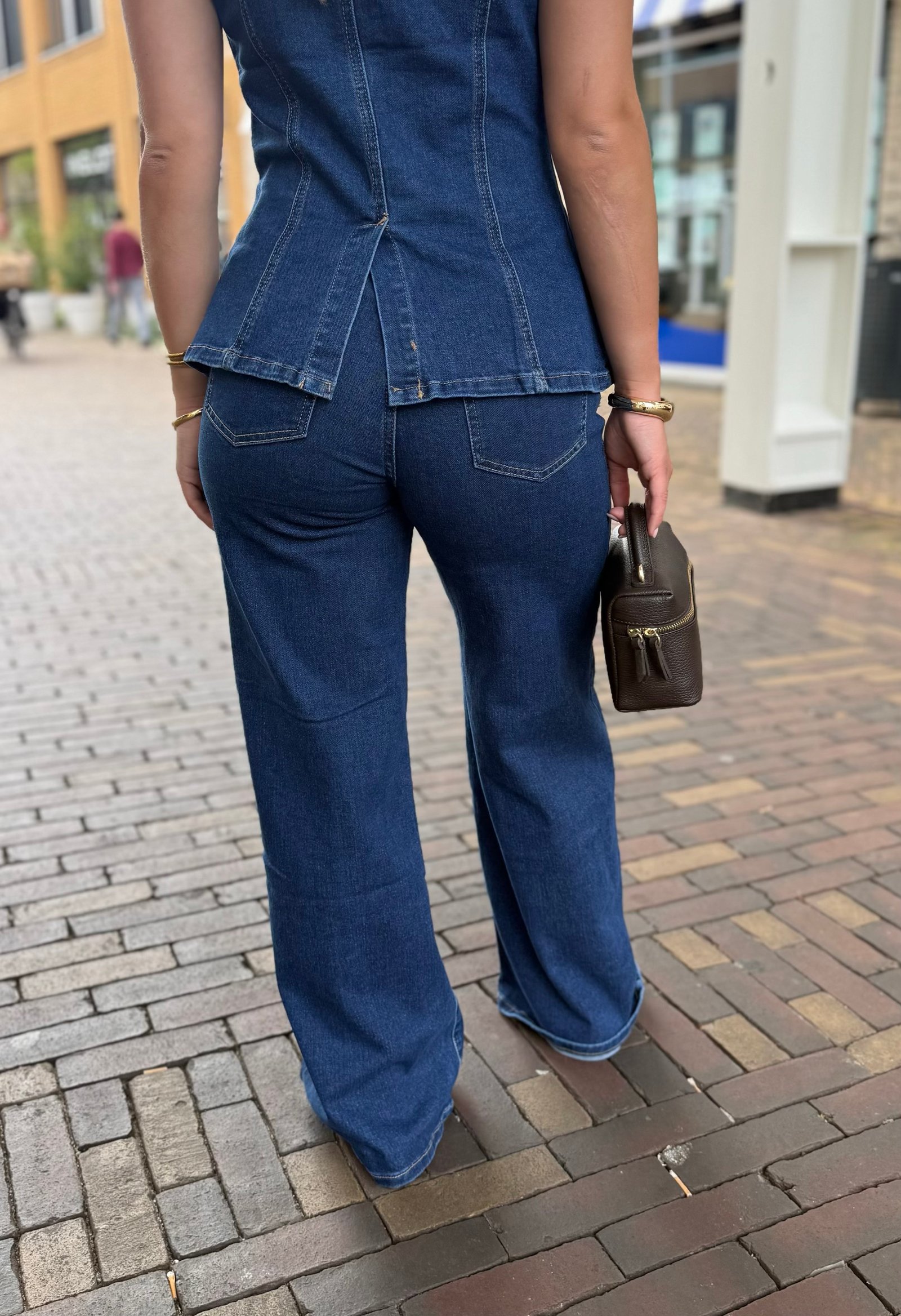 Donkerblauwe wide leg jeans 3203