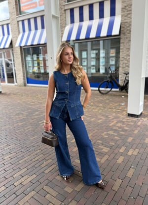 Donkerblauwe wide leg jeans 3203