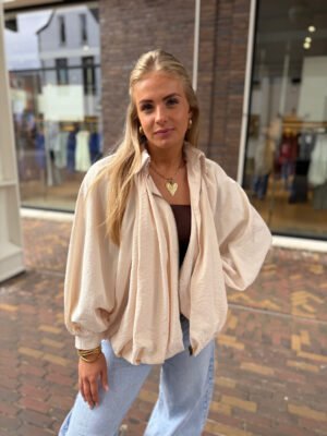 Ecru blouse/ jasje met rits Miley